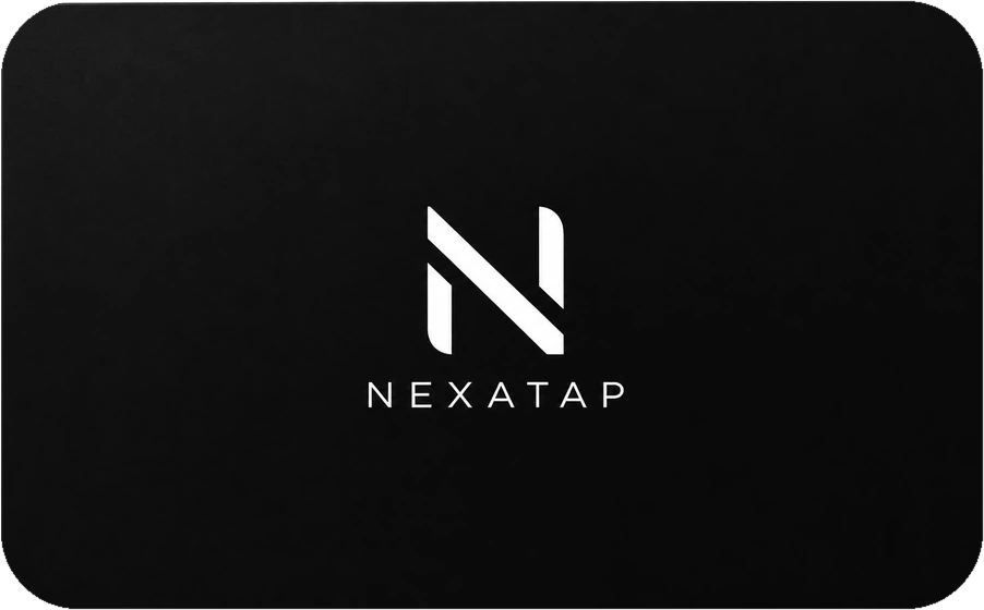 Black NexaTap NFC card with centered N logo